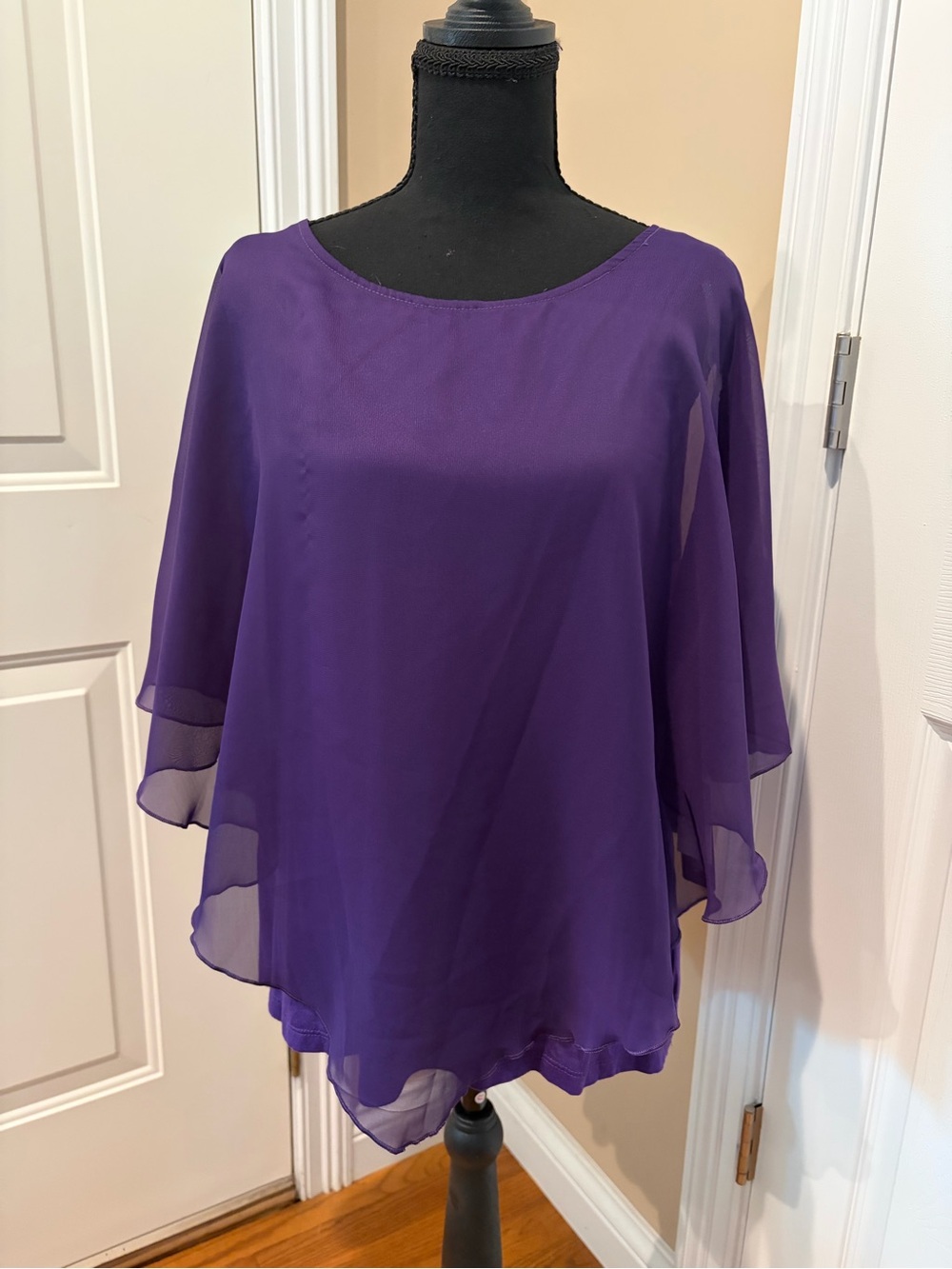 AGB Purple Sheer Layered Tunic Top